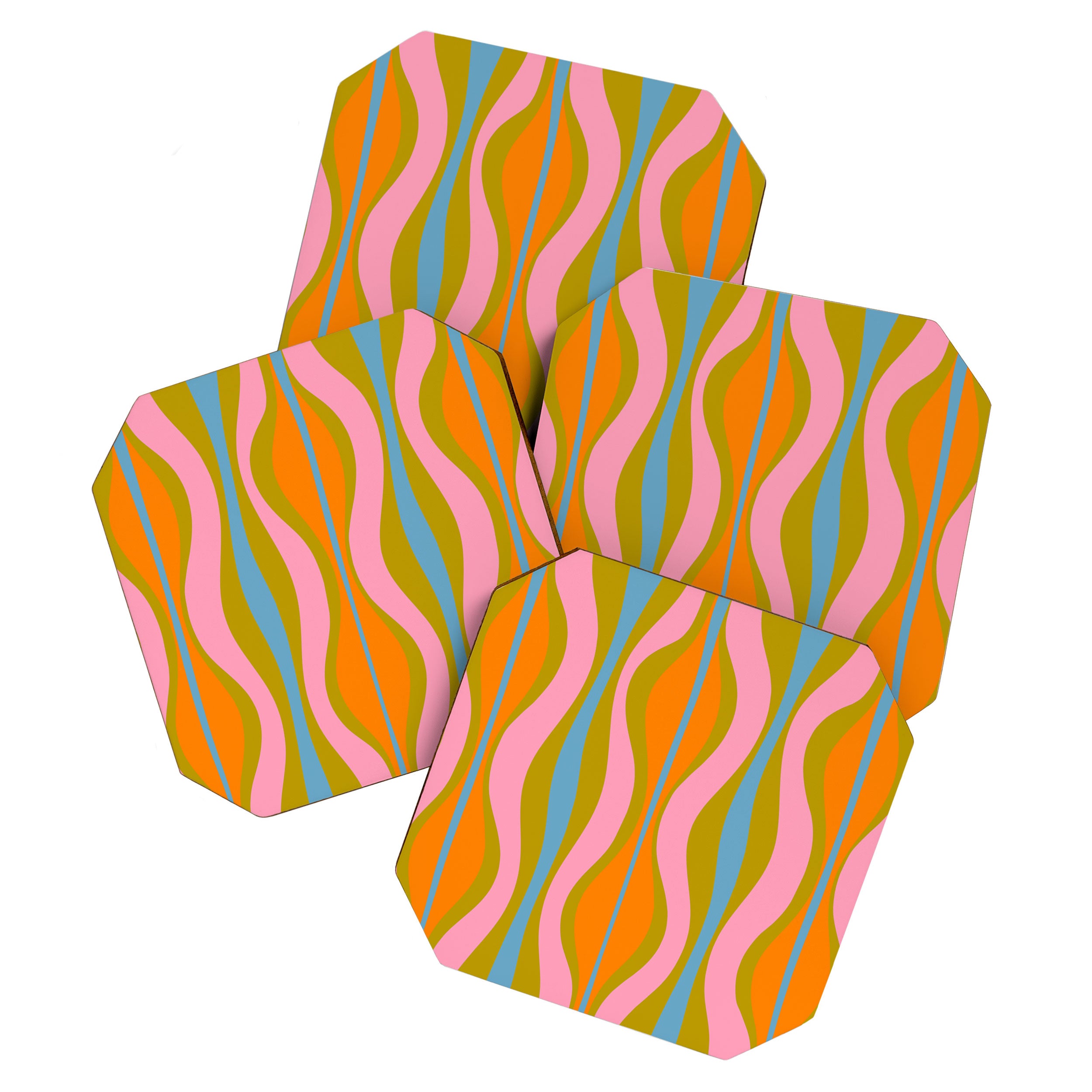 Retro Hourglass Abstract Groovy Colorful Eclectic Pattern Coaster Gallery Image 1