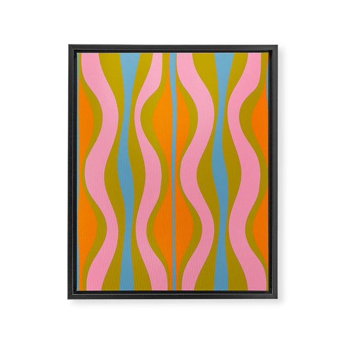 Retro Hourglass Abstract Groovy Colorful Eclectic Pattern Framed Canvas Print Gallery Image 1