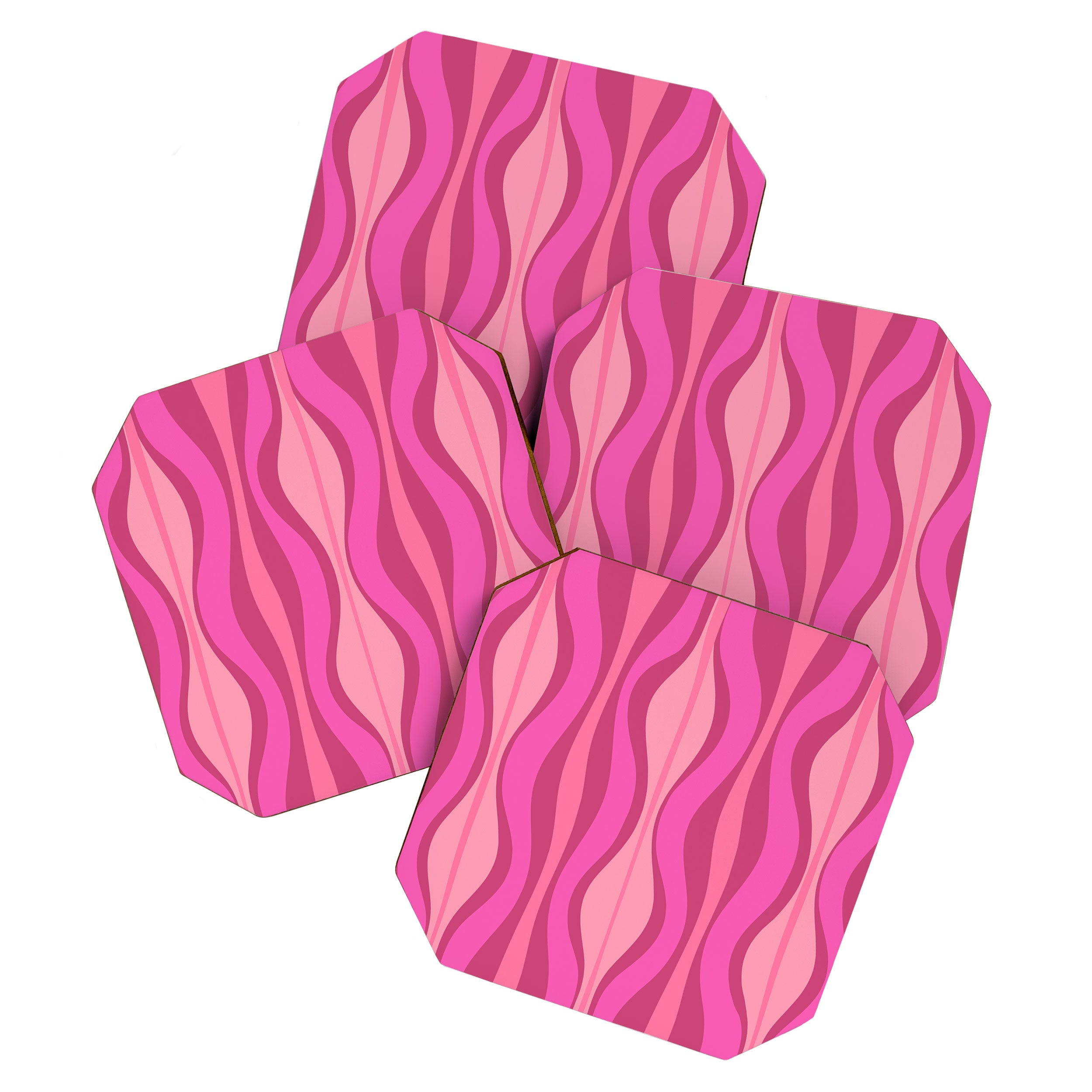 Retro Hourglass Abstract Mid-Century Modern Pattern in Bright Pink Tones Coaster Gallery Image 1