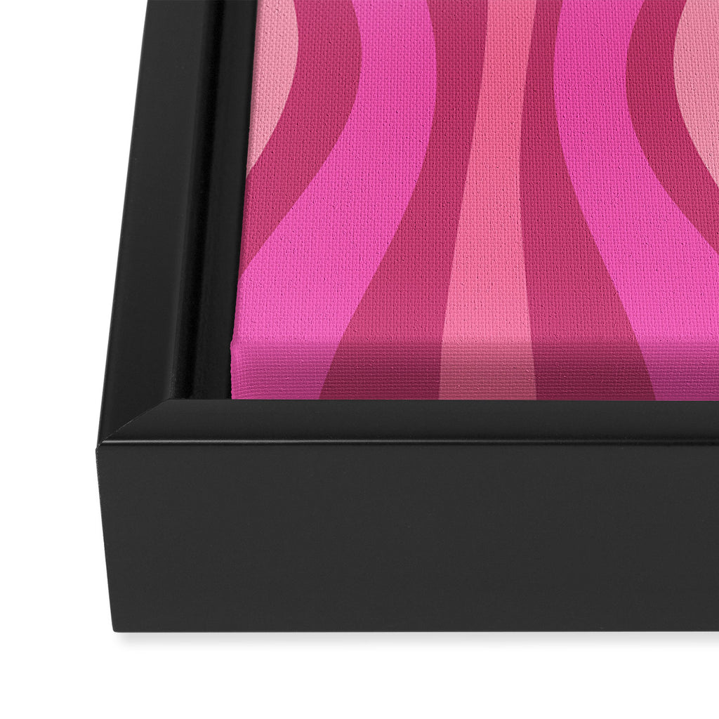 Retro Hourglass Abstract Mid-Century Modern Pattern in Bright Pink Tones Framed Canvas Print Gallery Image 3
