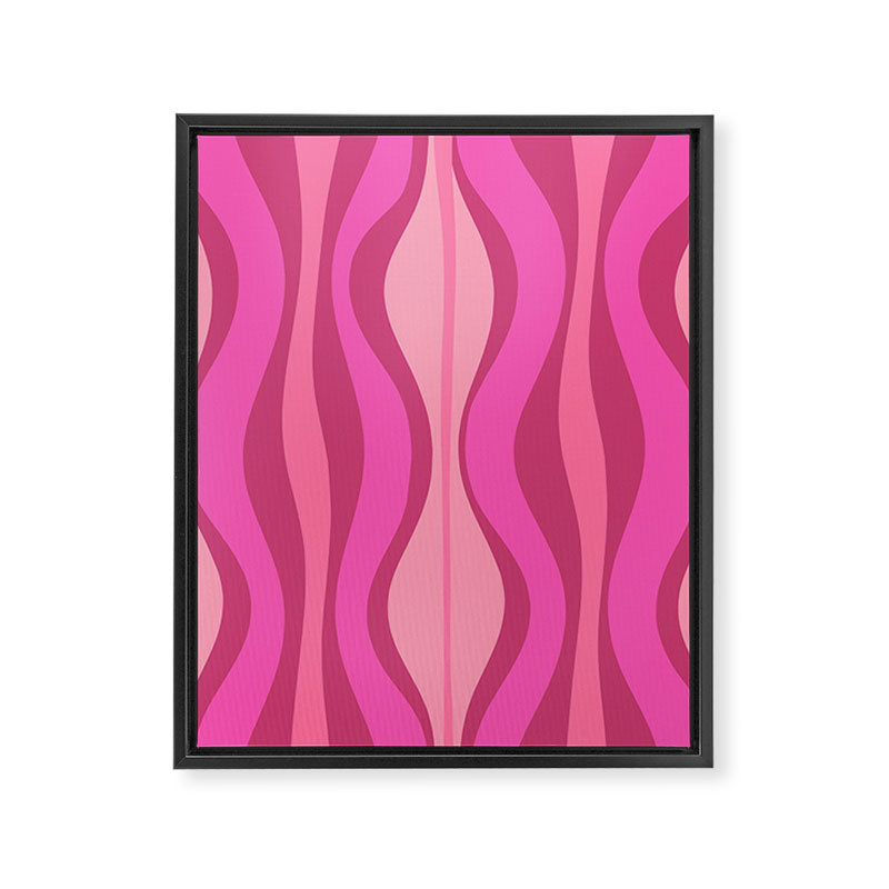 Retro Hourglass Abstract Mid-Century Modern Pattern in Bright Pink Tones Framed Canvas Print Gallery Image 6