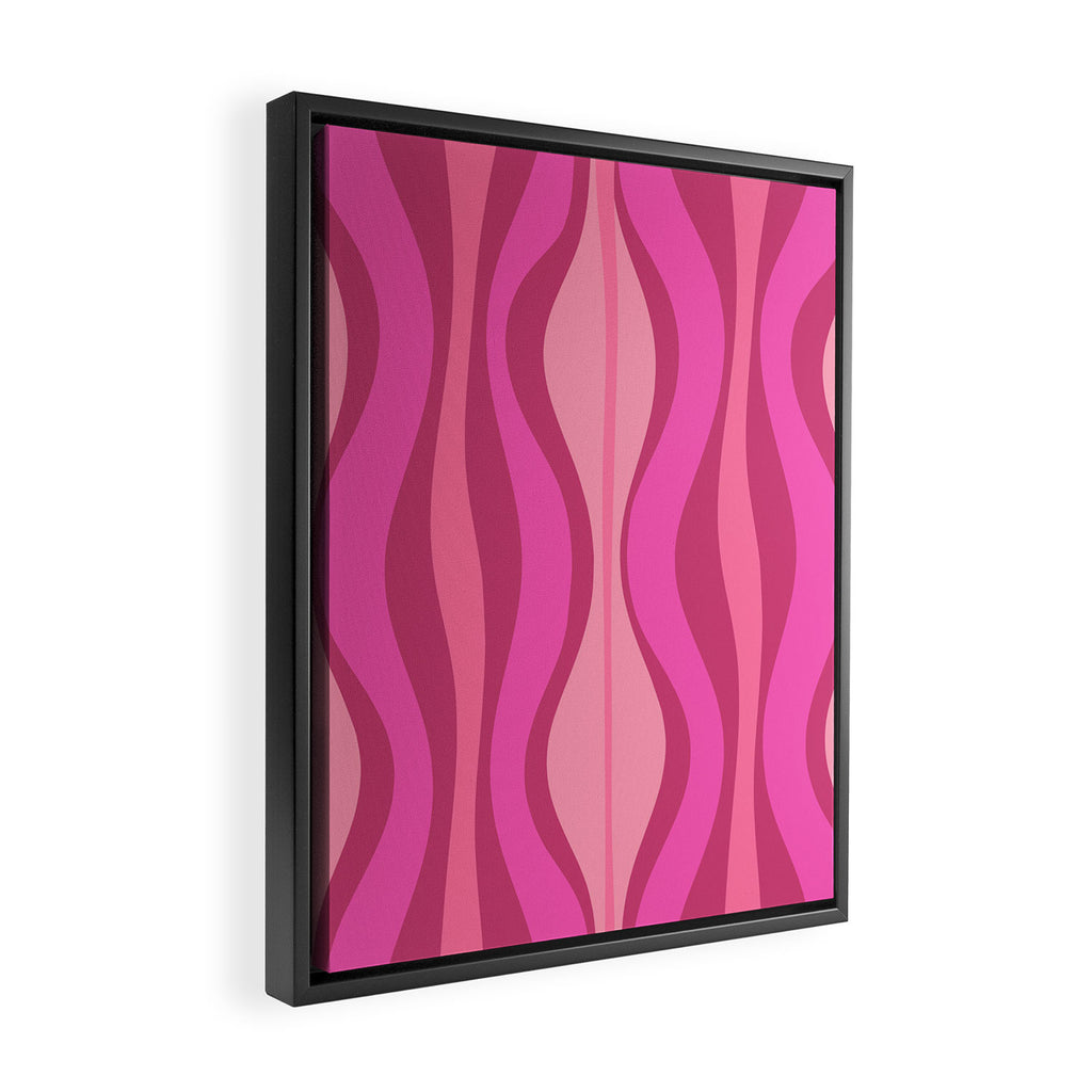Retro Hourglass Abstract Mid-Century Modern Pattern in Bright Pink Tones Framed Canvas Print Gallery Image 2