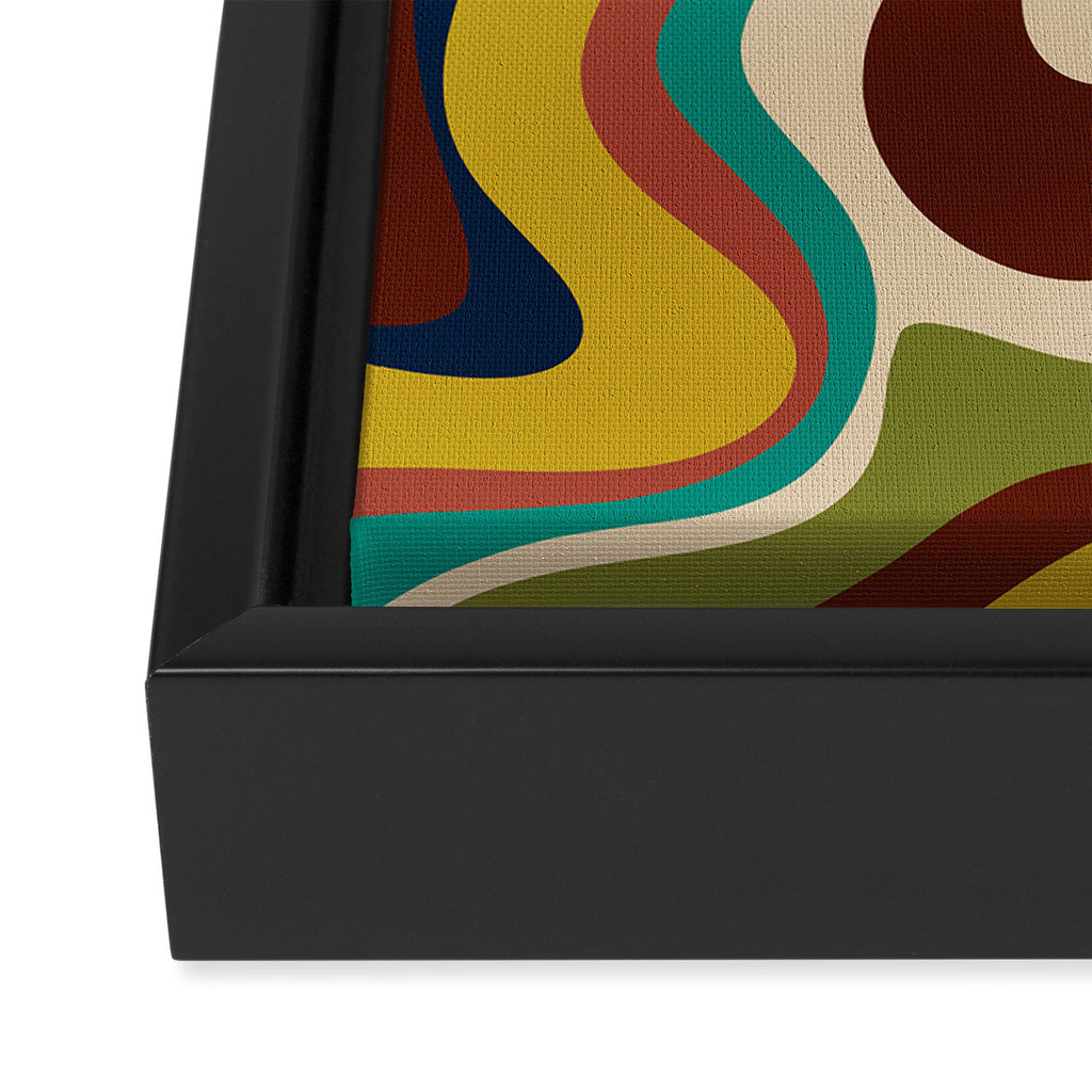 Retro Liquid Swirl 70s Contemporary Abstract Framed Canvas Print Gallery Image 3