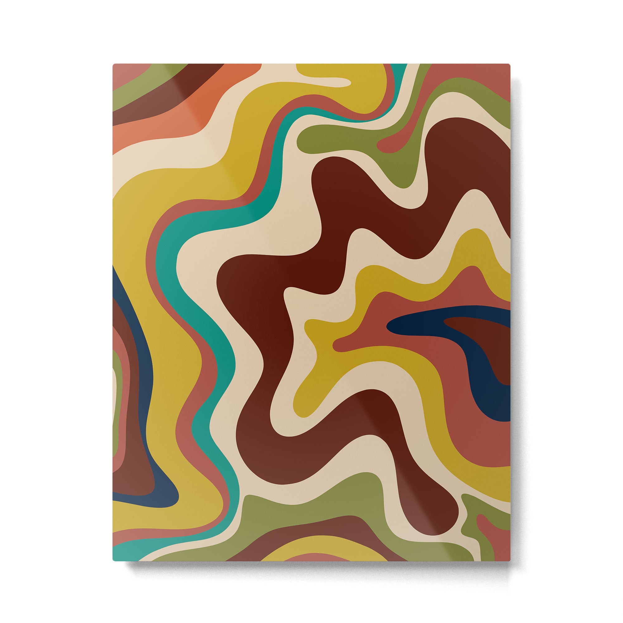Retro Liquid Swirl 70s Contemporary Abstract Metal Print Gallery Image 4