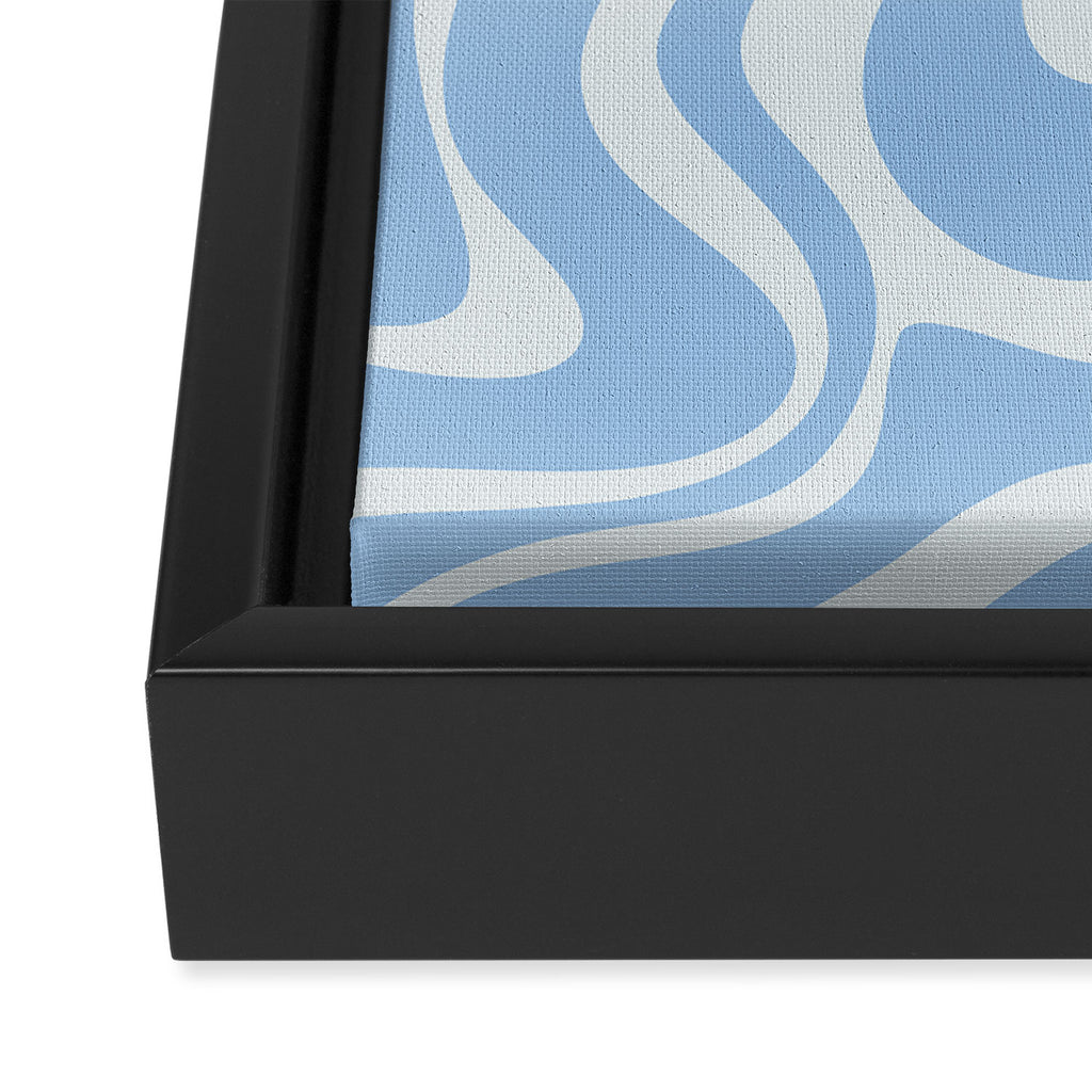 Retro Liquid Swirl Abstract Pattern in Powder Blue 2 Framed Canvas Print Gallery Image 3