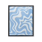 Retro Liquid Swirl Abstract Pattern in Powder Blue 2 Framed Canvas Print Gallery Image 6