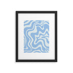 Retro Liquid Swirl Abstract Pattern in Powder Blue 2 Framed Art Print Gallery Image 4