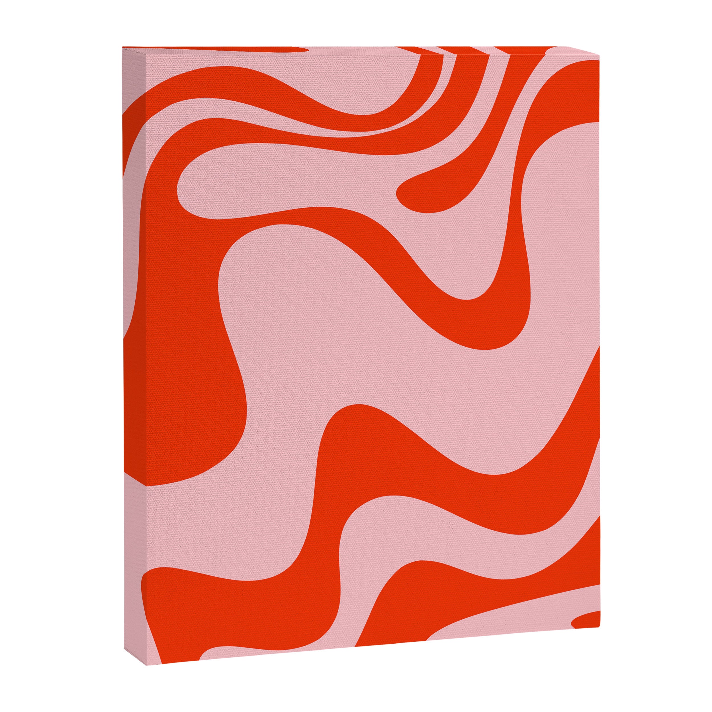 Retro Liquid Swirl Abstract 2 in Bold Orange and Pink Canvas Print Gallery Image 8