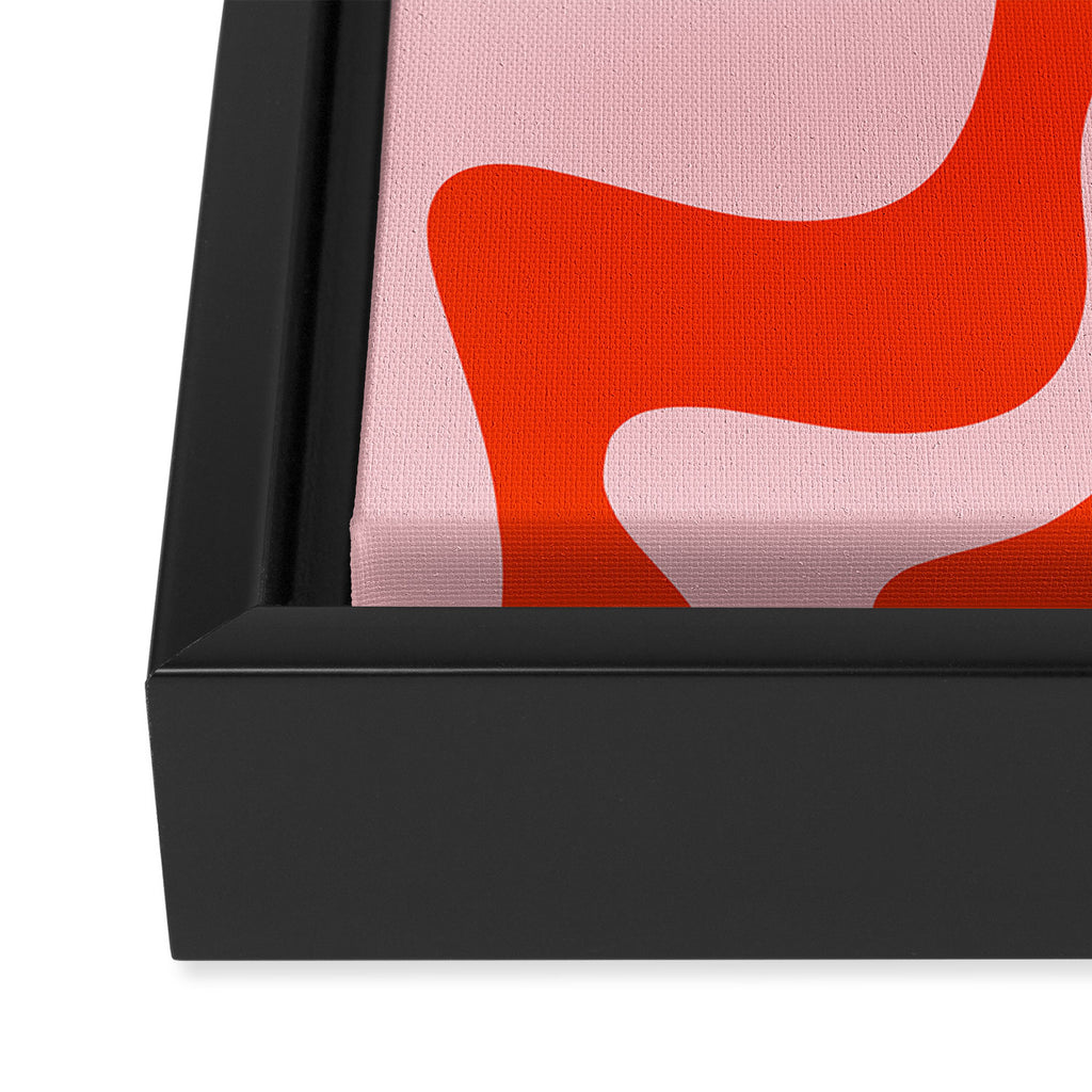 Retro Liquid Swirl Abstract 2 in Bold Orange and Pink Framed Canvas Print Gallery Image 3