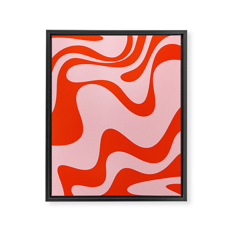 Retro Liquid Swirl Abstract 2 in Bold Orange and Pink Framed Canvas Print Gallery Image 8