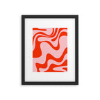 Retro Liquid Swirl Abstract 2 in Bold Orange and Pink Framed Art Print Gallery Image 6