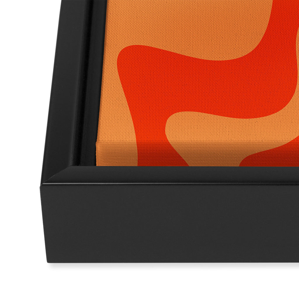 Retro Liquid Swirl Abstract 2 in Bold Orange Framed Canvas Print Gallery Image 3