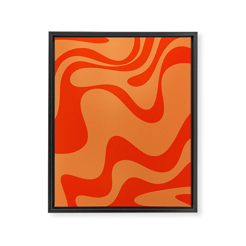 Retro Liquid Swirl Abstract 2 in Bold Orange Framed Canvas Print Gallery Image 8