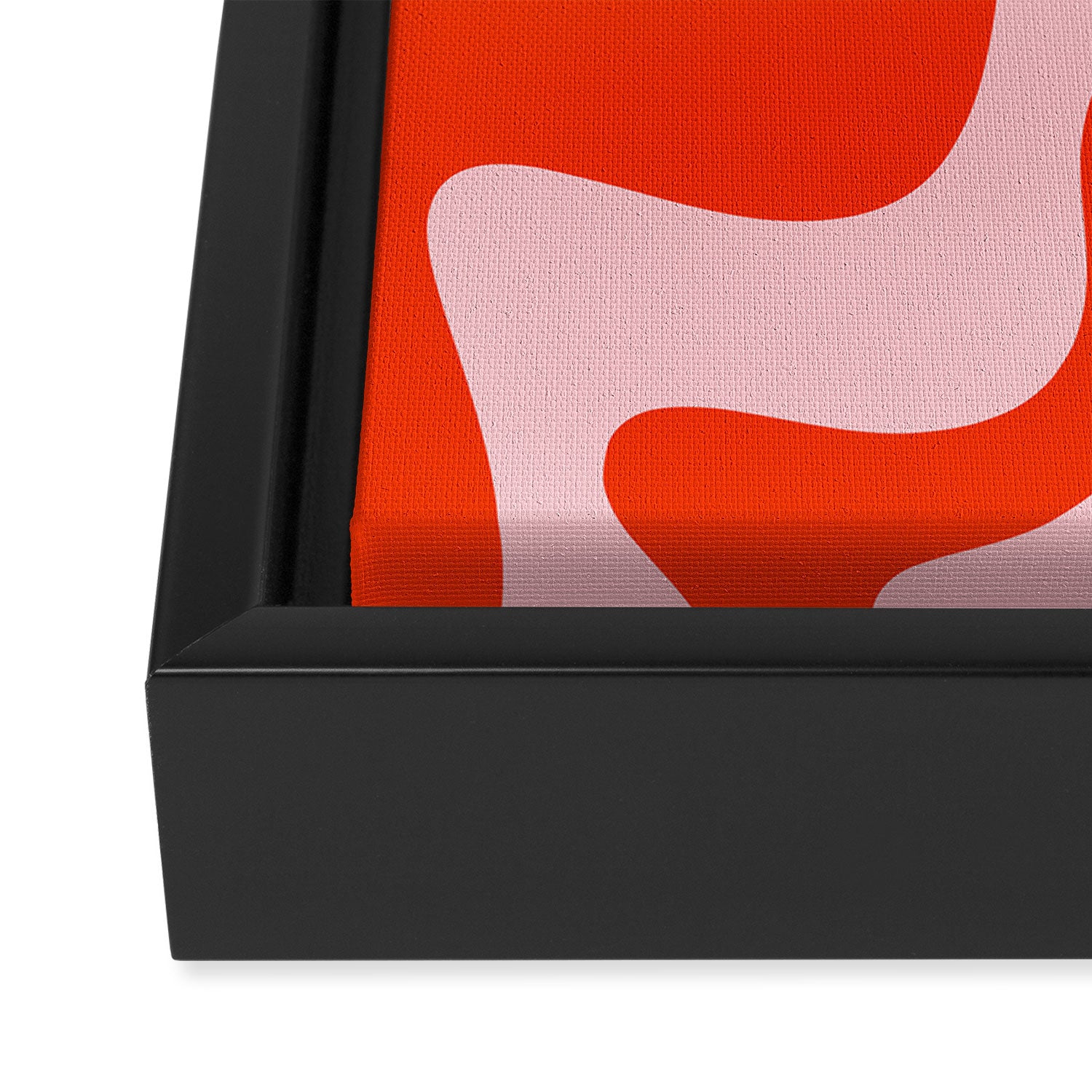 Retro Liquid Swirl Abstract 2 in Bold Red-Orange and Pink Framed Canvas Print Gallery Image 3
