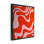 Retro Liquid Swirl Abstract 2 in Bold Red-Orange and Pink Framed Canvas Print Gallery Image 2