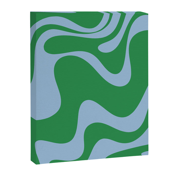Retro Liquid Swirl Abstract 2 in Green and Light Blue Canvas Print Gallery Image 1