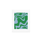 Retro Liquid Swirl Abstract 2 in Green and Light Blue Art Print Gallery Image 1