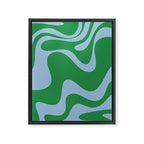 Retro Liquid Swirl Abstract 2 in Green and Light Blue Framed Canvas Print Gallery Image 8