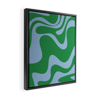 Retro Liquid Swirl Abstract 2 in Green and Light Blue Framed Canvas Print Gallery Image 2