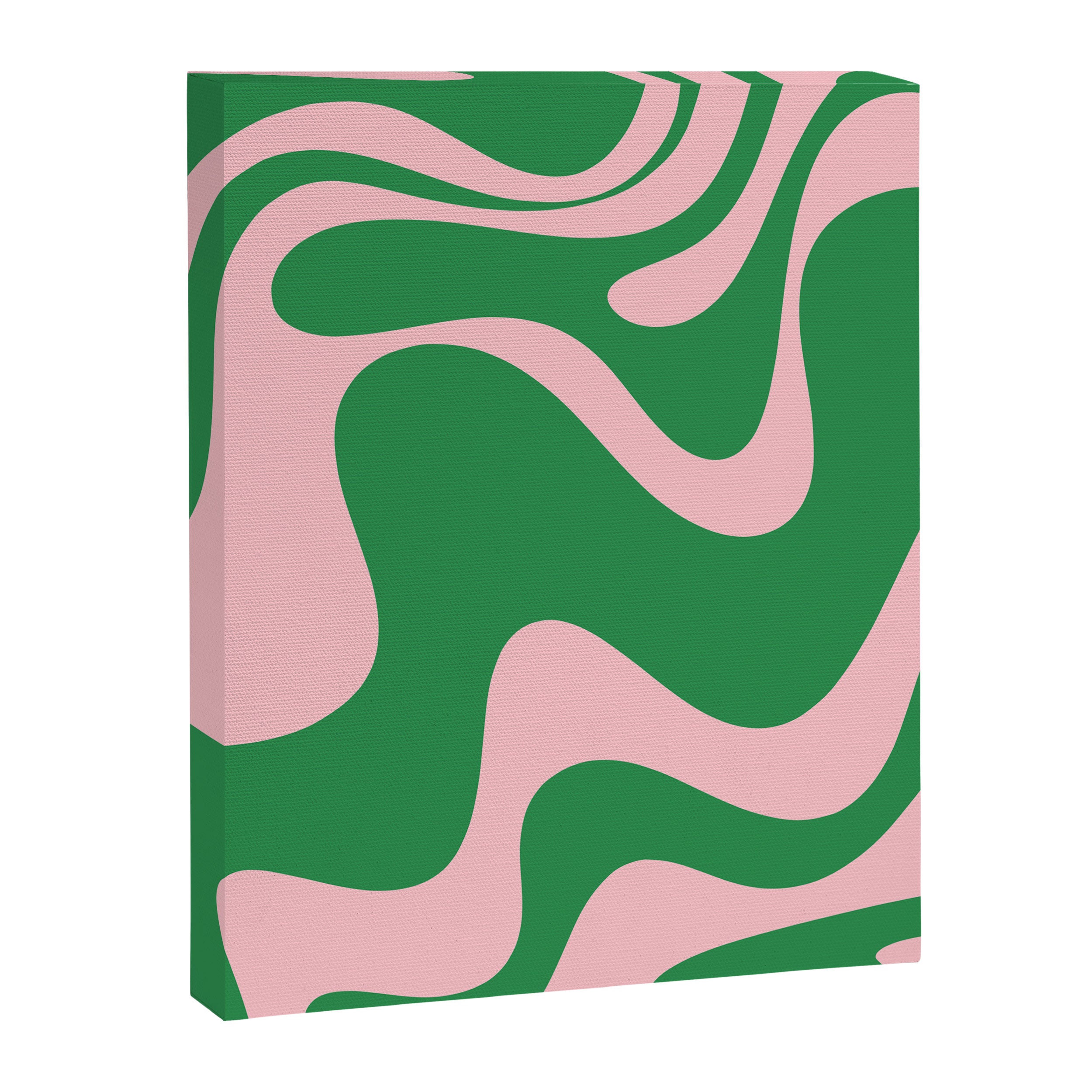 Retro Liquid Swirl Abstract 2 in Green and Pink Canvas Print Gallery Image 8