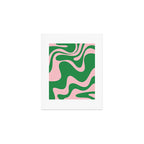 Retro Liquid Swirl Abstract 2 in Green and Pink Art Print Gallery Image 1