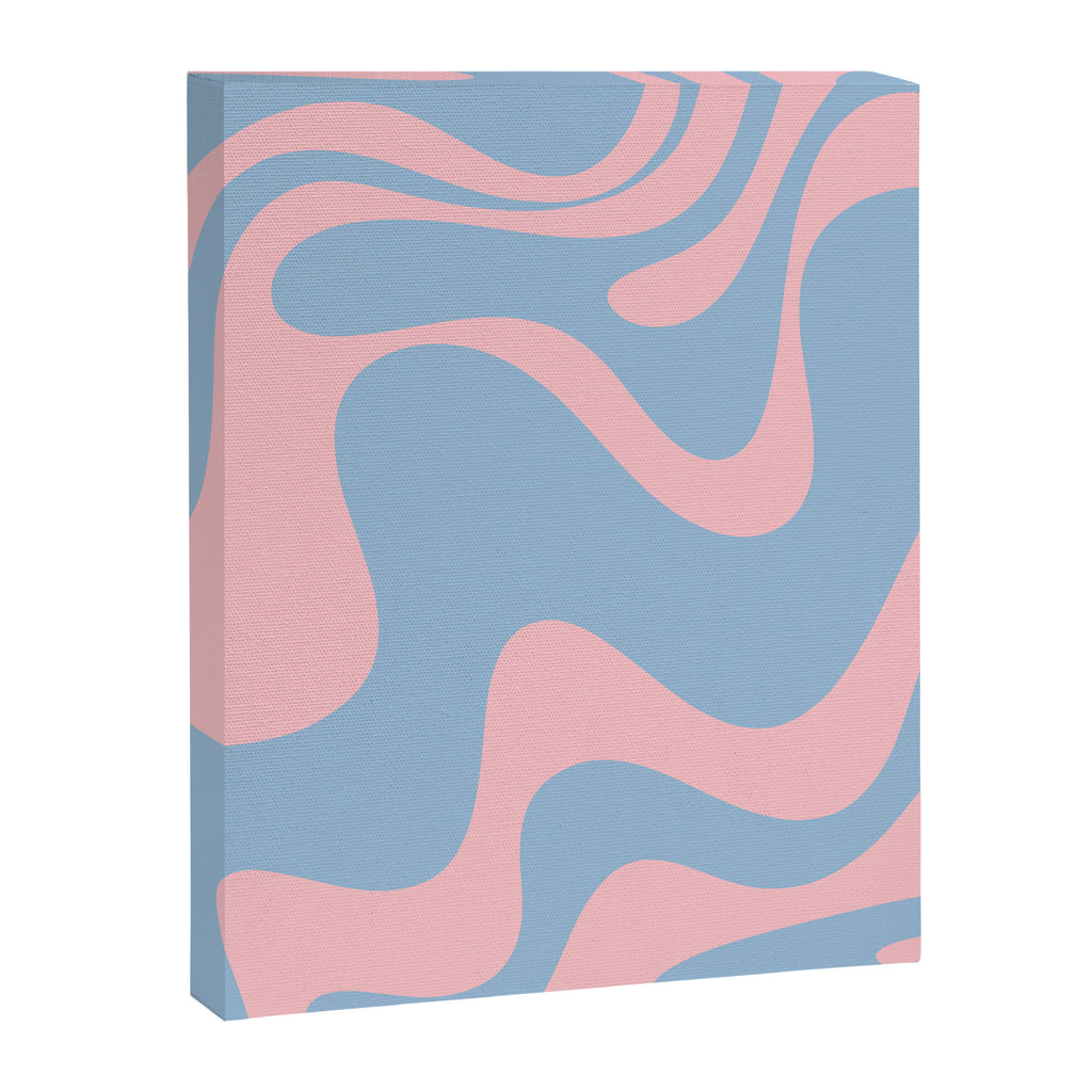 Retro Liquid Swirl Abstract 2 in Pastel Pink and Light Blue Canvas Print Gallery Image 8