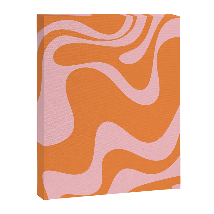 Retro Liquid Swirl Abstract 2 in Pastel Pink and Light Orange Canvas Print Gallery Image 1