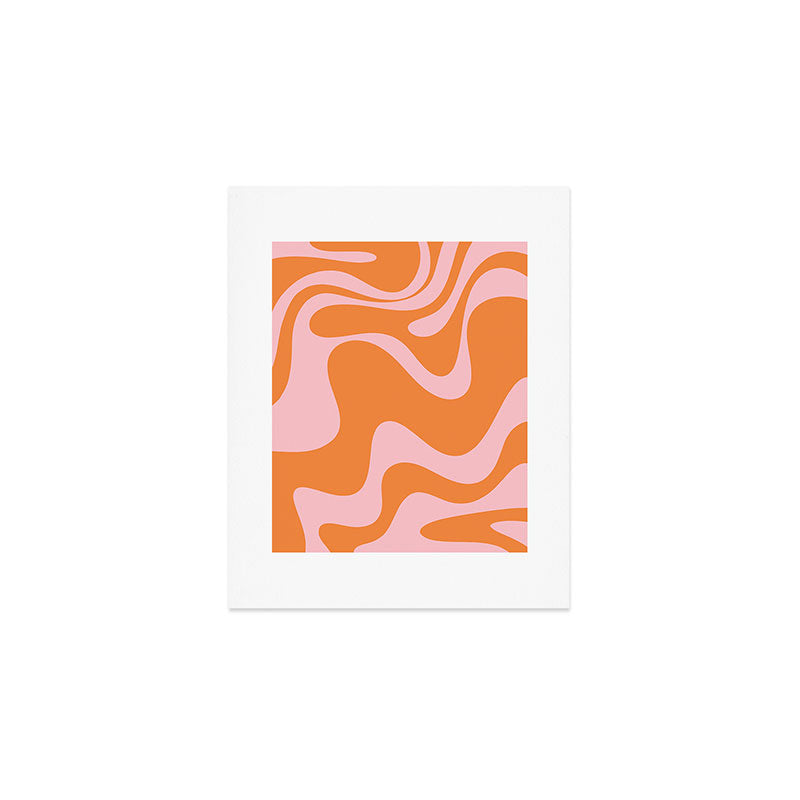 Retro Liquid Swirl Abstract 2 in Pastel Pink and Light Orange Art Print Gallery Image 1