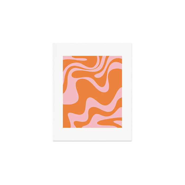 Retro Liquid Swirl Abstract 2 in Pastel Pink and Light Orange Art Print Gallery Image 1