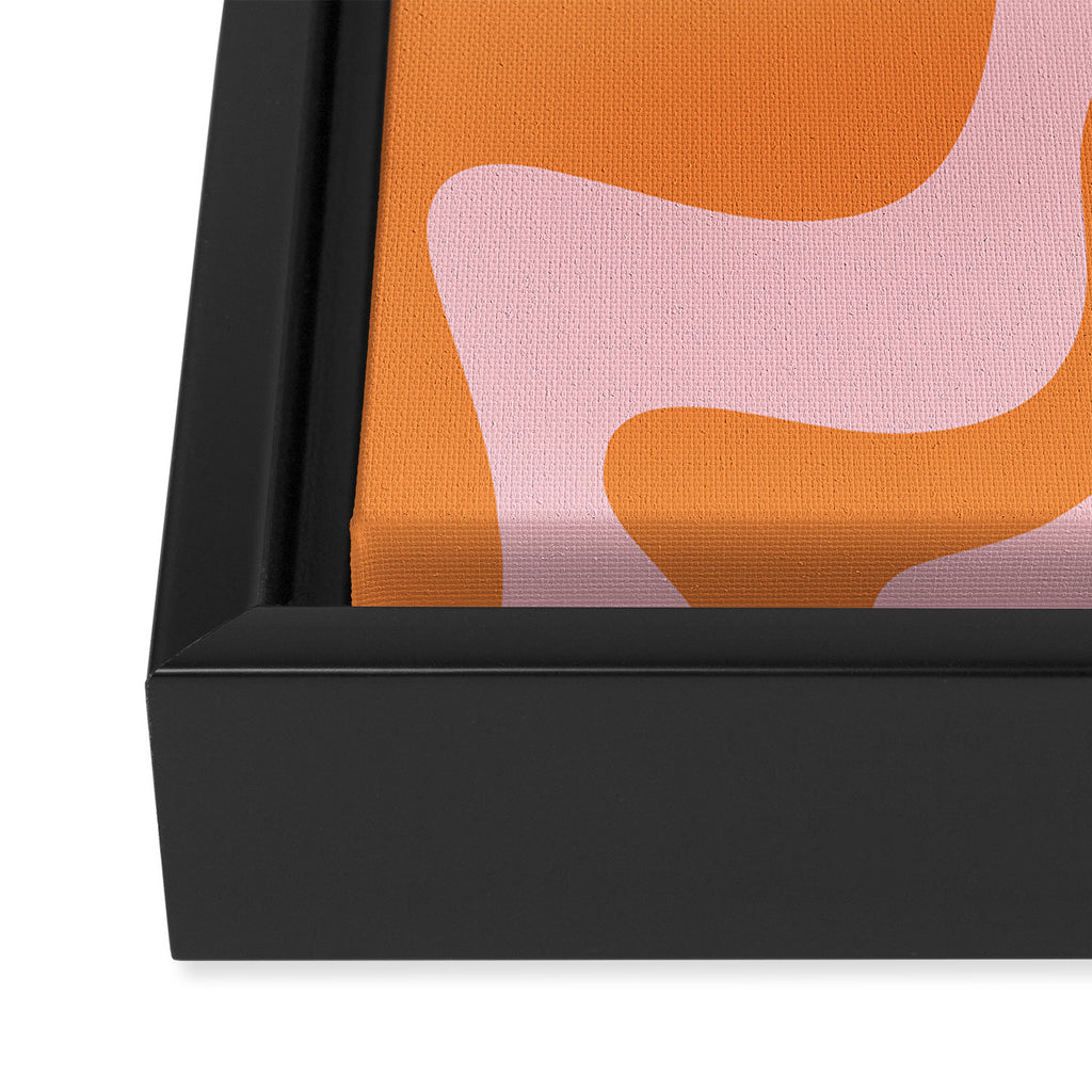 Retro Liquid Swirl Abstract 2 in Pastel Pink and Light Orange Framed Canvas Print Gallery Image 3