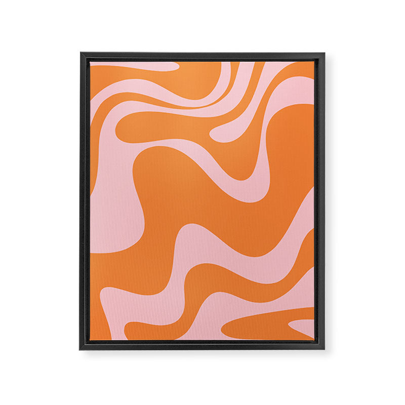 Retro Liquid Swirl Abstract 2 in Pastel Pink and Light Orange Framed Canvas Print Gallery Image 8