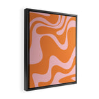Retro Liquid Swirl Abstract 2 in Pastel Pink and Light Orange Framed Canvas Print Gallery Image 2