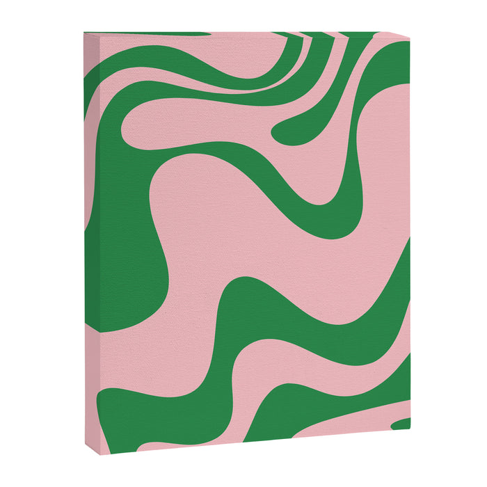 Retro Liquid Swirl Abstract 2 in Pink and Green Canvas Print Gallery Image 1