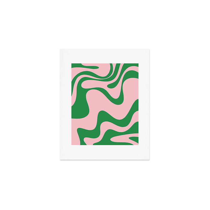 Retro Liquid Swirl Abstract 2 in Pink and Green Art Print Gallery Image 1