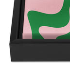 Retro Liquid Swirl Abstract 2 in Pink and Green Framed Canvas Print Gallery Image 3