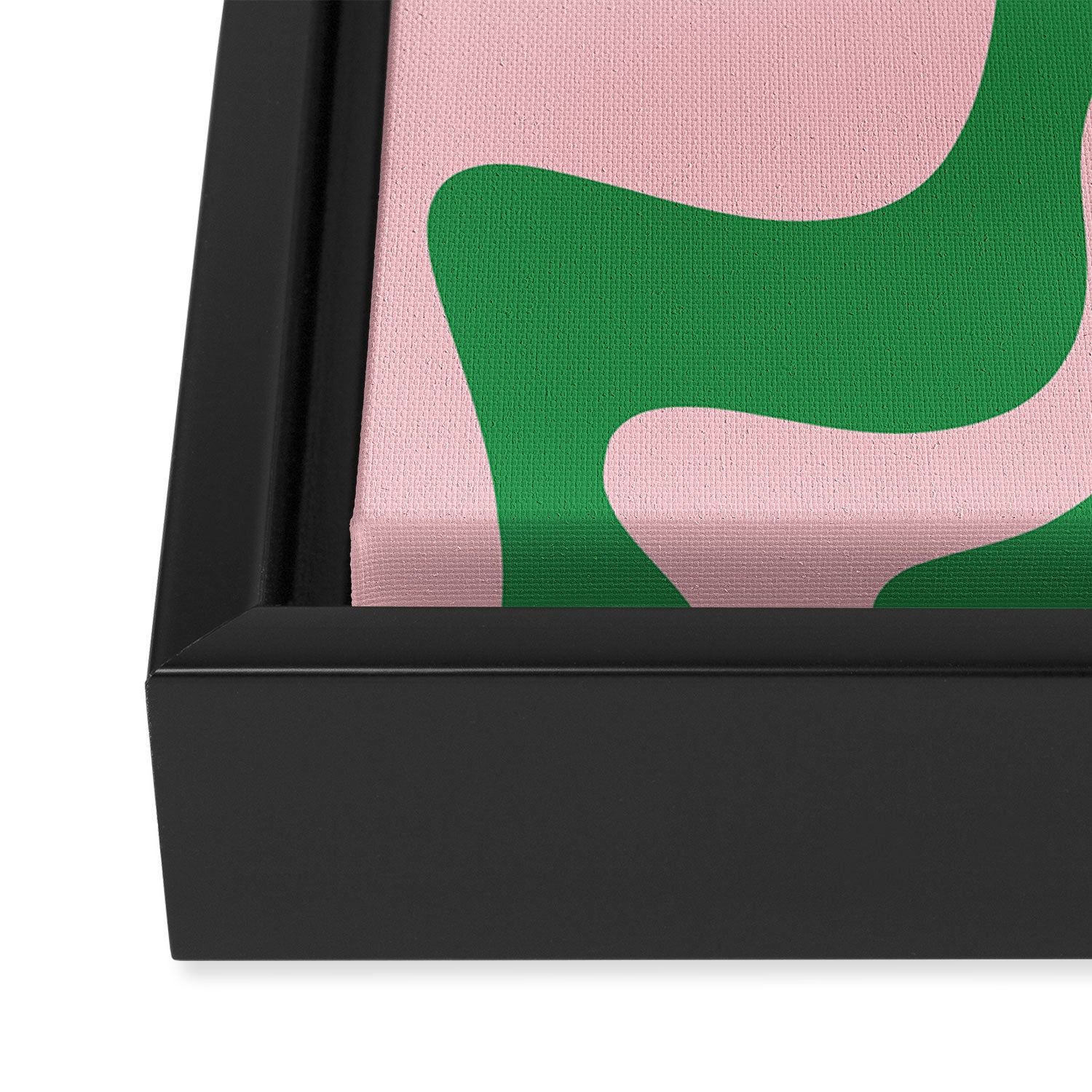 Retro Liquid Swirl Abstract 2 in Pink and Green Framed Canvas Print Gallery Image 3
