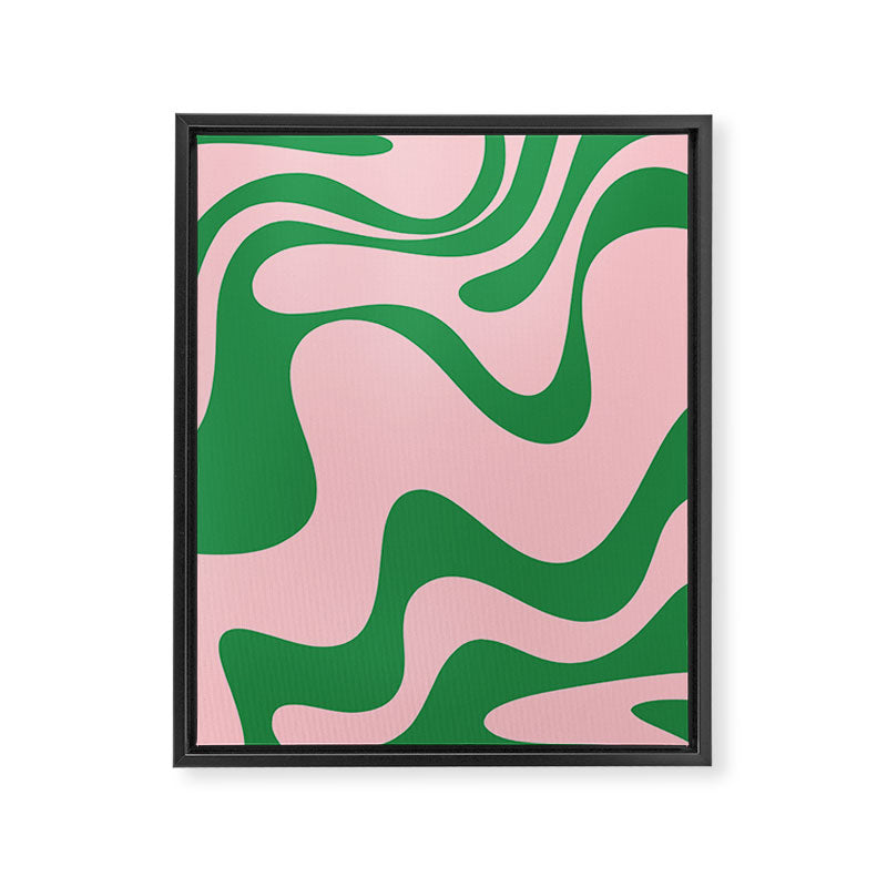 Retro Liquid Swirl Abstract 2 in Pink and Green Framed Canvas Print Gallery Image 8