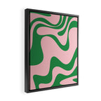 Retro Liquid Swirl Abstract 2 in Pink and Green Framed Canvas Print Gallery Image 2