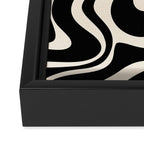 Retro Liquid Swirl Abstract in Black and Almond Cream  Framed Canvas Print Gallery Image 3