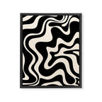 Retro Liquid Swirl Abstract in Black and Almond Cream  Framed Canvas Print Gallery Image 6