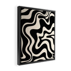 Retro Liquid Swirl Abstract in Black and Almond Cream  Framed Canvas Print Gallery Image 2