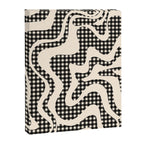 Retro Liquid Swirl Abstract Gingham Check Pattern in Black and Almond Cream Canvas Print Gallery Image 6