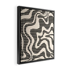 Retro Liquid Swirl Abstract Gingham Check Pattern in Black and Almond Cream Framed Canvas Print Gallery Image 2
