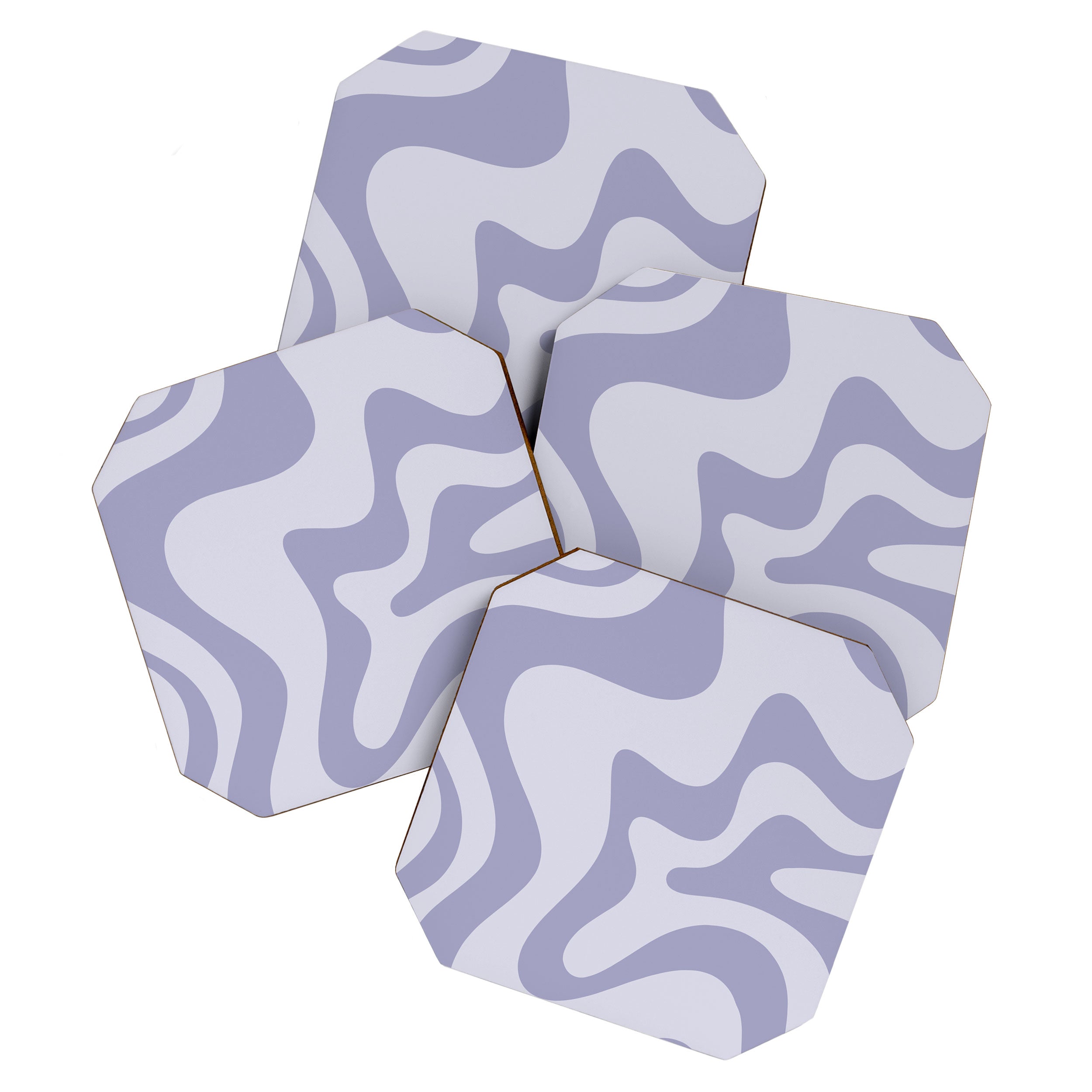 Retro Liquid Swirl Abstract in Double Light Purple Coaster Gallery Image 1