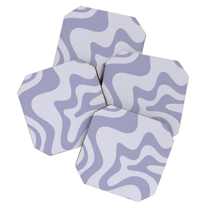 Retro Liquid Swirl Abstract in Double Light Purple Coaster Gallery Image 1