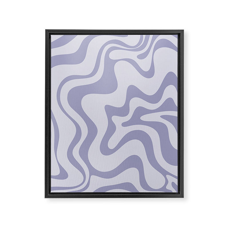 Retro Liquid Swirl Abstract in Double Light Purple Framed Canvas Print Gallery Image 8