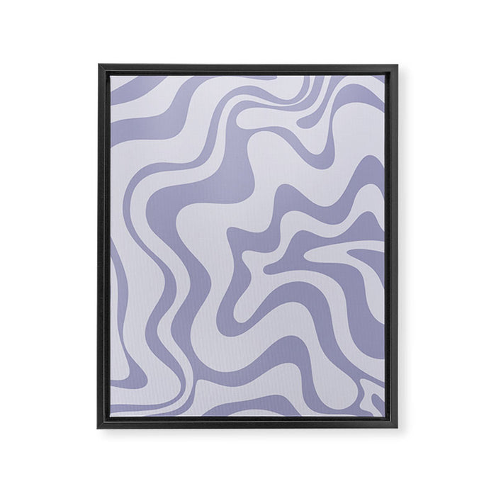Retro Liquid Swirl Abstract in Double Light Purple Framed Canvas Print Gallery Image 1