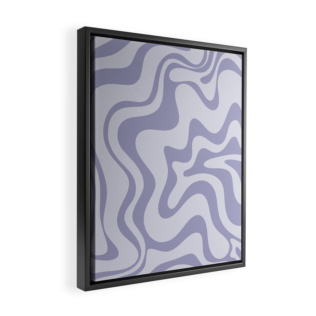 Retro Liquid Swirl Abstract in Double Light Purple Framed Canvas Print Gallery Image 2