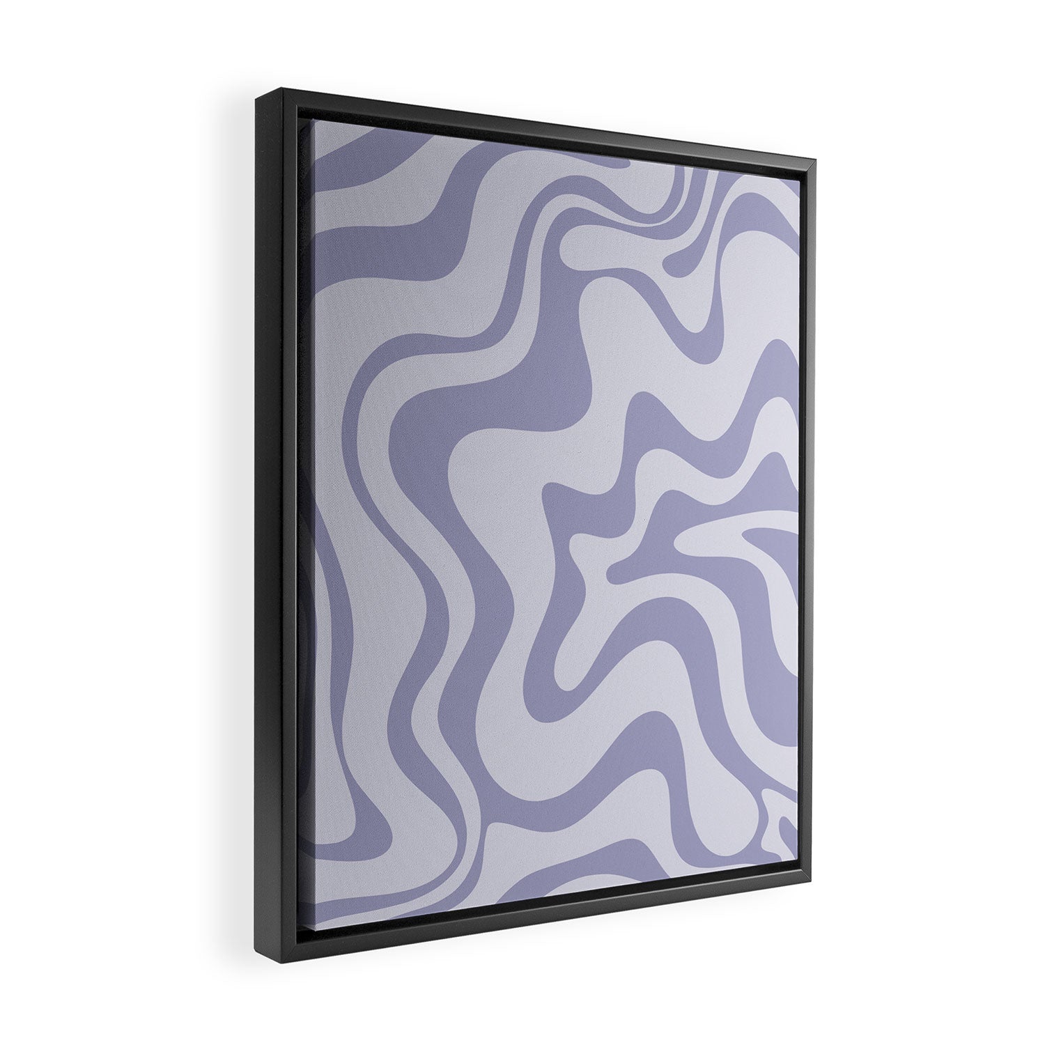 Retro Liquid Swirl Abstract in Double Light Purple Framed Canvas Print Gallery Image 2