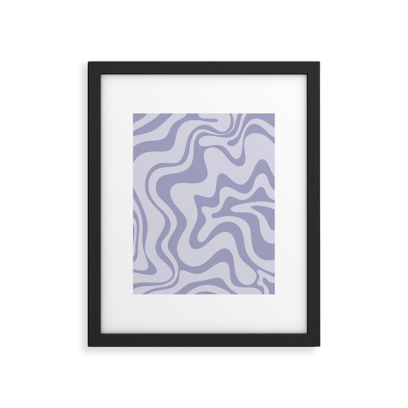 Retro Liquid Swirl Abstract in Double Light Purple Framed Art Print Gallery Image 6